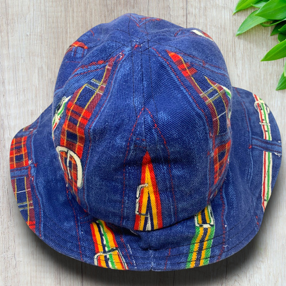 Vintage 1990s Denim Bucket Hat Equestrian Belt Print Preppy Festival Union Label main image 11